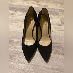 Sam Edelmann Hazel Pointed Toe Pump 7W in black suede - FIT LIKE SIZE 7.5-8